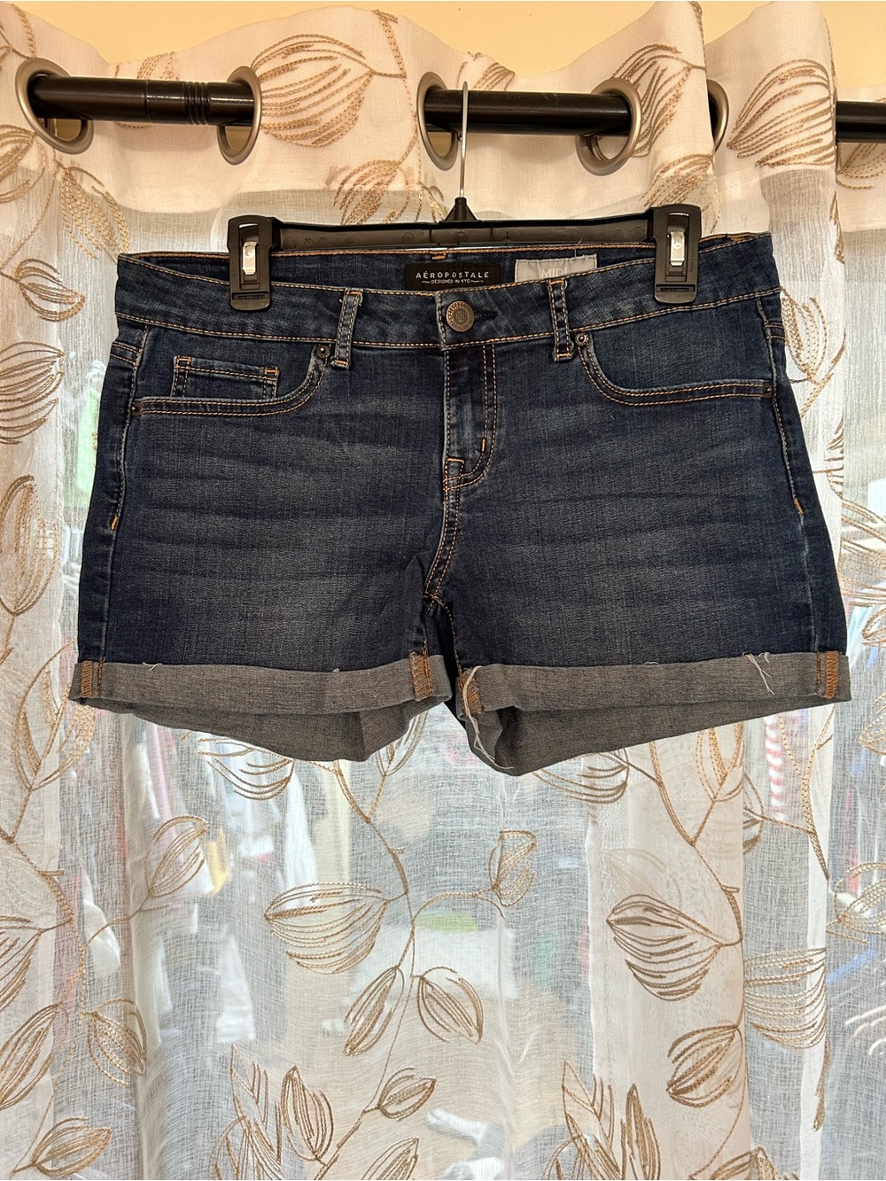 Aeropostale Dark Blue Denim Roll-Cuff Shorts